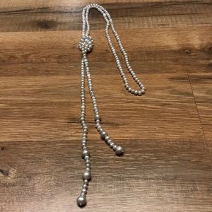 Grey freshwater pearl knot necklace